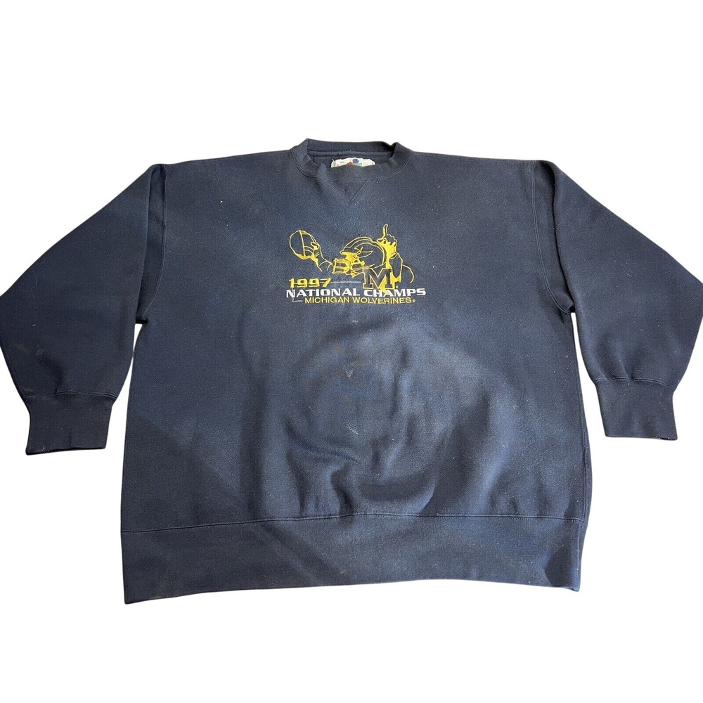 Vintage 1997 University Of Michigan Wolverines Sweatshirt Sz‎ 2XL Faded